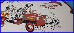 Vintage Texaco Gasoline Porcelain Dogs Fire Chief Gas Service Station Pump Sign