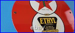 Vintage Texaco Gasoline Porcelain Ethyl Gas Service Station Pump Ad 12 Sign