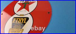 Vintage Texaco Gasoline Porcelain Ethyl Gas Service Station Pump Ad 12 Sign Vintage Texaco Gasoline Porcelain Ethyl Gas Service Station Pump Ad 12 Sign