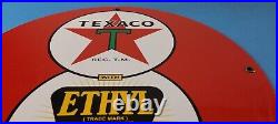Vintage Texaco Gasoline Porcelain Ethyl Gas Service Station Pump Ad 12 Sign