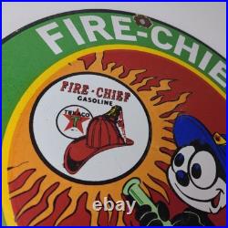 Vintage Texaco Gasoline Porcelain Felix The Cat Firefighter Gas Pump Plate Sign Vintage Texaco Gasoline Porcelain Felix The Cat Firefighter Gas Pump Plate Sign