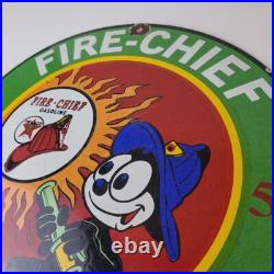 Vintage Texaco Gasoline Porcelain Felix The Cat Firefighter Gas Pump Plate Sign Vintage Texaco Gasoline Porcelain Felix The Cat Firefighter Gas Pump Plate Sign