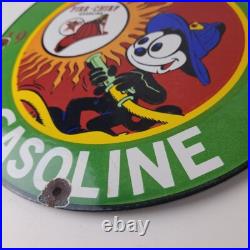 Vintage Texaco Gasoline Porcelain Felix The Cat Firefighter Gas Pump Plate Sign Vintage Texaco Gasoline Porcelain Felix The Cat Firefighter Gas Pump Plate Sign