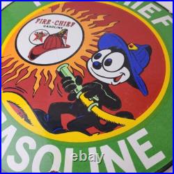 Vintage Texaco Gasoline Porcelain Felix The Cat Firefighter Gas Pump Plate Sign Vintage Texaco Gasoline Porcelain Felix The Cat Firefighter Gas Pump Plate Sign