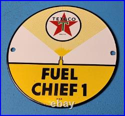 Vintage Texaco Gasoline Porcelain Fuel Chief Gas Motor Service Station Pump Sign