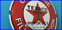 Vintage Texaco Gasoline Porcelain Gas Filling Service Station Pump Plate Sign