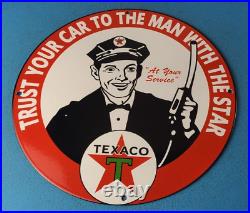Vintage Texaco Gasoline Porcelain Gas Filling Station Petro Attendant Pump Sign