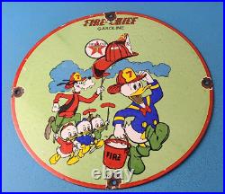 Vintage Texaco Gasoline Porcelain Gas Fire Chief Ducks Pump Plate Service Sign