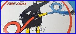 Vintage Texaco Gasoline Porcelain Gas Fire Chief Pump Plate Service Sign