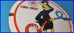 Vintage Texaco Gasoline Porcelain Gas Fire Chief Pump Plate Service Sign