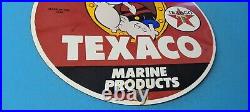 Vintage Texaco Gasoline Porcelain Gas Marine Pump Plate Popeye 12 Service Sign