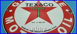 Vintage Texaco Gasoline Porcelain Gas Motor Oil Service Station Pump Plate Sign