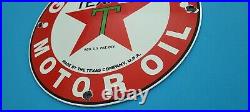 Vintage Texaco Gasoline Porcelain Gas Motor Oil Service Station Pump Plate Sign