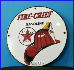 Vintage Texaco Gasoline Porcelain Gas Oil Fire Chief Service Station Pump Sign