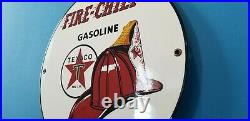 Vintage Texaco Gasoline Porcelain Gas Oil Fire Chief Service Station Pump Sign