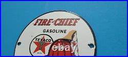 Vintage Texaco Gasoline Porcelain Gas Oil Pump Fire Chief Service Station Sign