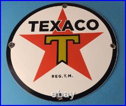 Vintage Texaco Gasoline Porcelain Gas Oil Texas Service Station Pump Plate Sign