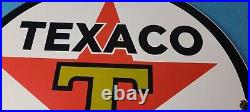 Vintage Texaco Gasoline Porcelain Gas Oil Texas Service Station Pump Plate Sign