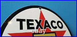 Vintage Texaco Gasoline Porcelain Gas Oil Texas Service Station Pump Plate Sign