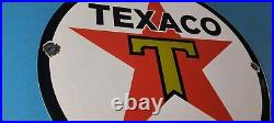Vintage Texaco Gasoline Porcelain Gas Oil Texas Service Station Pump Plate Sign