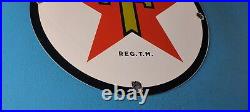 Vintage Texaco Gasoline Porcelain Gas Oil Texas Service Station Pump Plate Sign