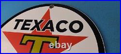 Vintage Texaco Gasoline Porcelain Gas Oil Texas Service Station Pump Plate Sign