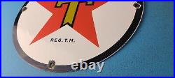Vintage Texaco Gasoline Porcelain Gas Oil Texas Service Station Pump Plate Sign