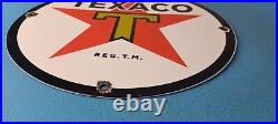 Vintage Texaco Gasoline Porcelain Gas Oil Texas Service Station Pump Plate Sign