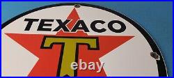 Vintage Texaco Gasoline Porcelain Gas Oil Texas Service Station Pump Plate Sign