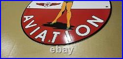 Vintage Texaco Gasoline Porcelain Gas Pin Up Girl Service Aviation Pump Sign