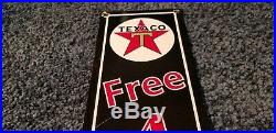 Vintage Texaco Gasoline Porcelain Gas Service Station Free Air Pump Plate Sign