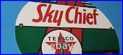 Vintage Texaco Gasoline Porcelain Gas Sky Chief Service Station Pump Ad 12 Sign