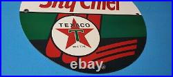 Vintage Texaco Gasoline Porcelain Gas Sky Chief Service Station Pump Ad 12 Sign