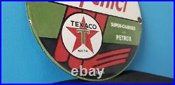 Vintage Texaco Gasoline Porcelain Gas Sky Chief Service Station Pump Plate Sign
