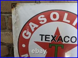 Vintage Texaco Gasoline Porcelain Gas Station Pump Sign 12 X 12
