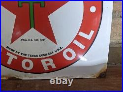 Vintage Texaco Gasoline Porcelain Gas Station Pump Sign 12 X 12