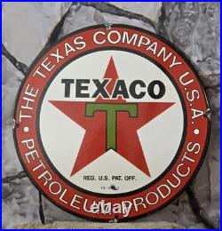 Vintage Texaco Gasoline Porcelain Gas Station Pump Sign Very Collectible 12