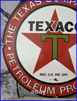 Vintage Texaco Gasoline Porcelain Gas Station Pump Sign Very Collectible 12