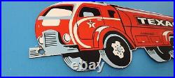 Vintage Texaco Gasoline Porcelain Gas Truck Motor Oil Service Station Pump Sign