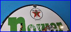 Vintage Texaco Gasoline Porcelain Havoline Gas Service Station Tiger Pump Sign