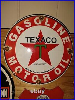 Vintage Texaco Gasoline Porcelain Metal Gas Oil Pump Sign