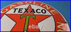 Vintage Texaco Gasoline Porcelain Metal Service Station Gas Pump Convex Sign