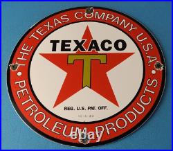 Vintage Texaco Gasoline Porcelain Metal Service Station Pump Plate Ad Sign