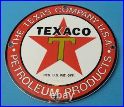 Vintage Texaco Gasoline Porcelain Metal Service Station Pump Plate Ad Sign
