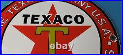 Vintage Texaco Gasoline Porcelain Metal Service Station Pump Plate Ad Sign