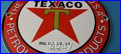 Vintage Texaco Gasoline Porcelain Metal Service Station Pump Plate Ad Sign