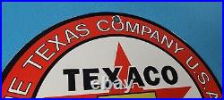 Vintage Texaco Gasoline Porcelain Metal Service Station Pump Plate Ad Sign