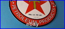 Vintage Texaco Gasoline Porcelain Metal Service Station Pump Plate Ad Sign