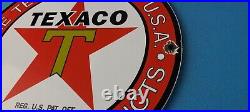 Vintage Texaco Gasoline Porcelain Metal Service Station Pump Plate Ad Sign