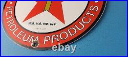 Vintage Texaco Gasoline Porcelain Metal Service Station Pump Plate Ad Sign